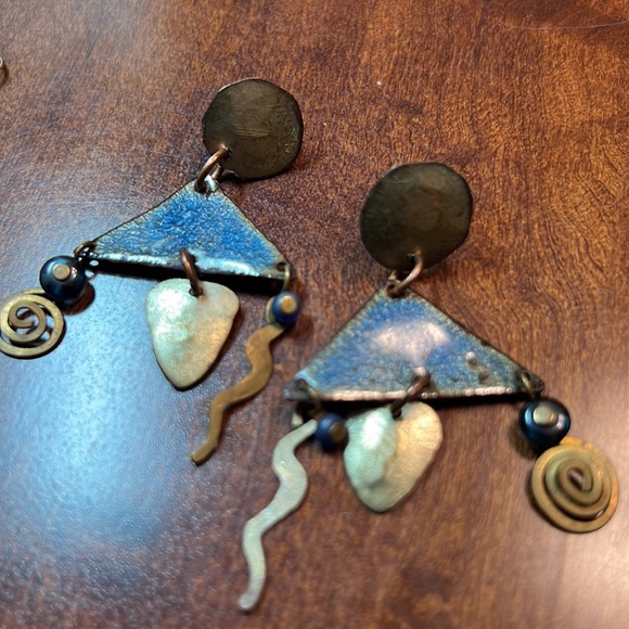 Lot of Vintage necklaces earrings pin glass metal 80s 90s - Picture 8 of 11